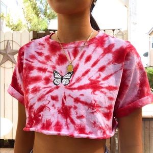 Tie dye butterfly crop top